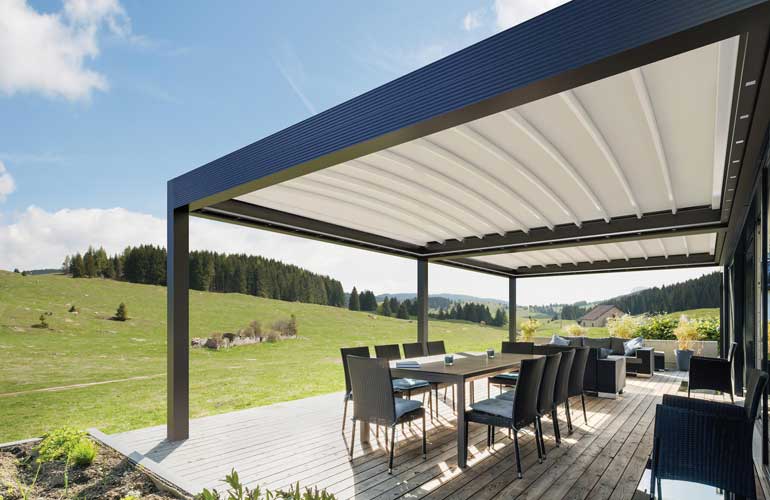 Gibus Zenit auduma taisna jumta pergola Gibus Zenit auduma taisna jumta pergola