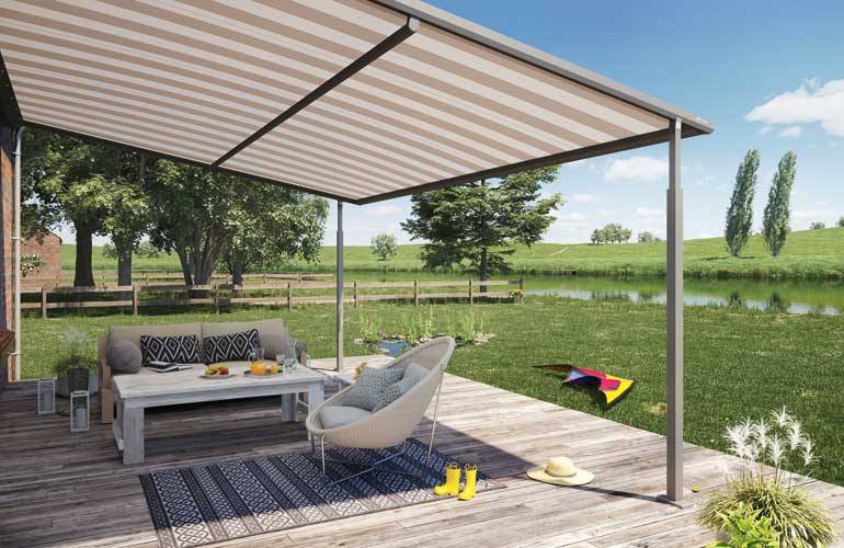 Veinor Plaza auduma pergola-nojume terasei Veinor Plaza auduma pergola-nojume terasei